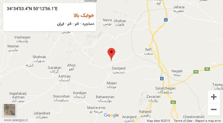 روستای خوابک بالا بر روی نقشه