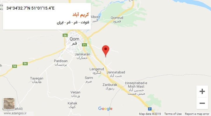 روستای کریم آباد بر روی نقشه