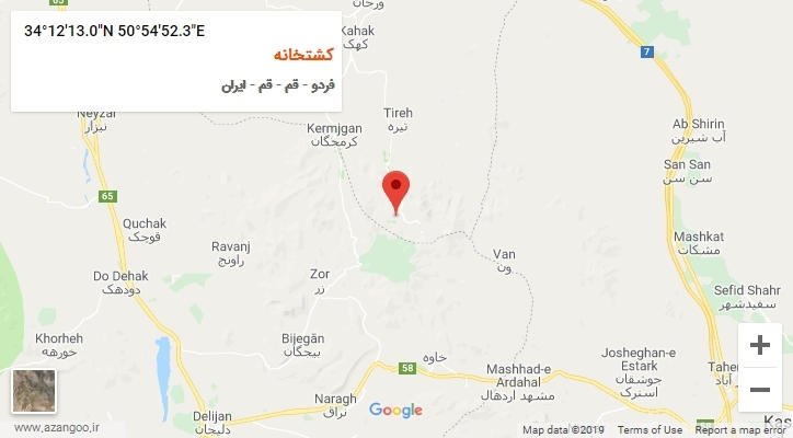 روستای کشتخانه بر روی نقشه