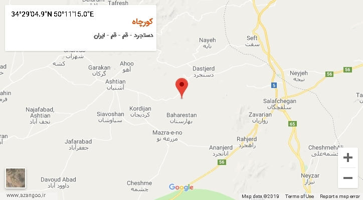 روستای کورچاه بر روی نقشه