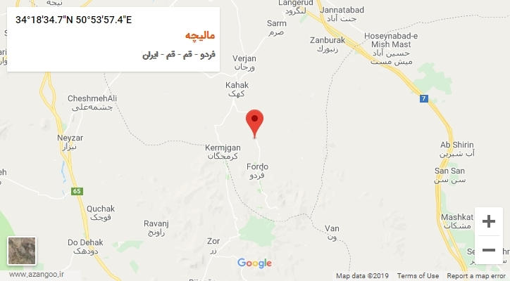 روستای مالیچه بر روی نقشه