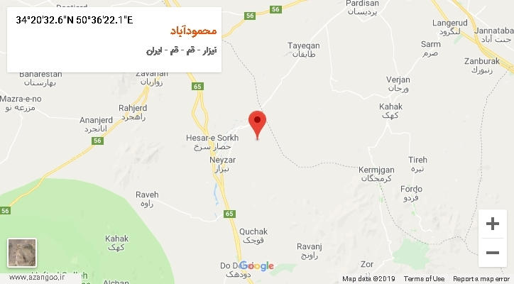 روستای محمودآباد بر روی نقشه