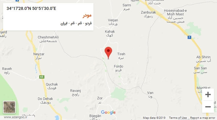 روستای مودر بر روی نقشه