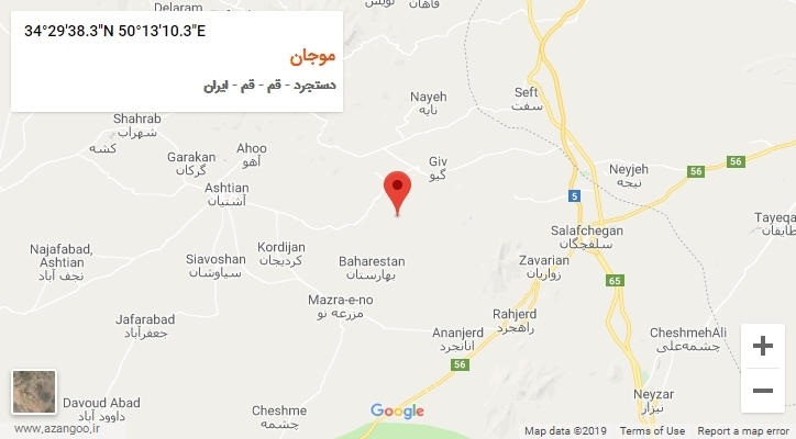 روستای موجان بر روی نقشه
