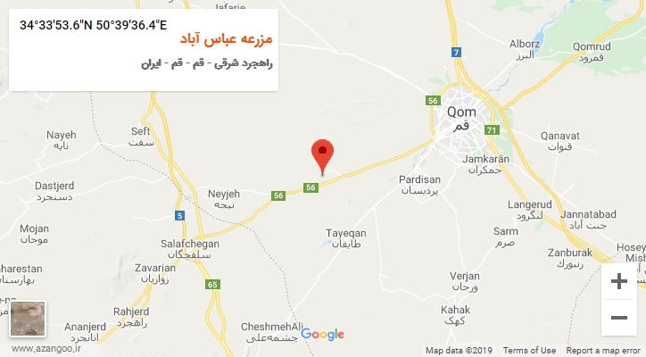 روستای مزرعه عباس آباد بر روی نقشه