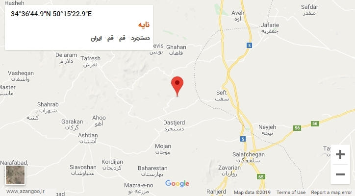 روستای نایه بر روی نقشه