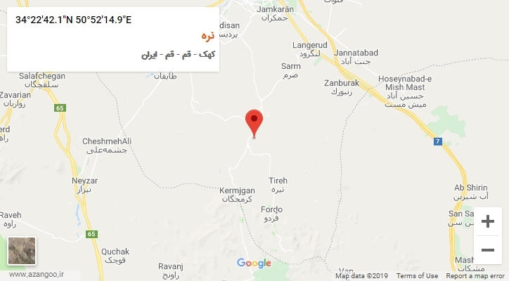 روستای نره بر روی نقشه