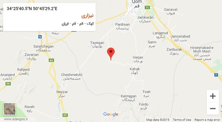 روستای نیزاری بر روی نقشه