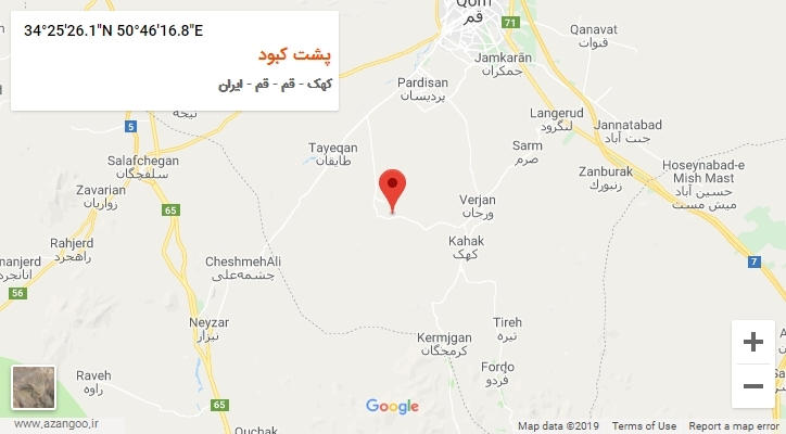روستای پشت کبود بر روی نقشه