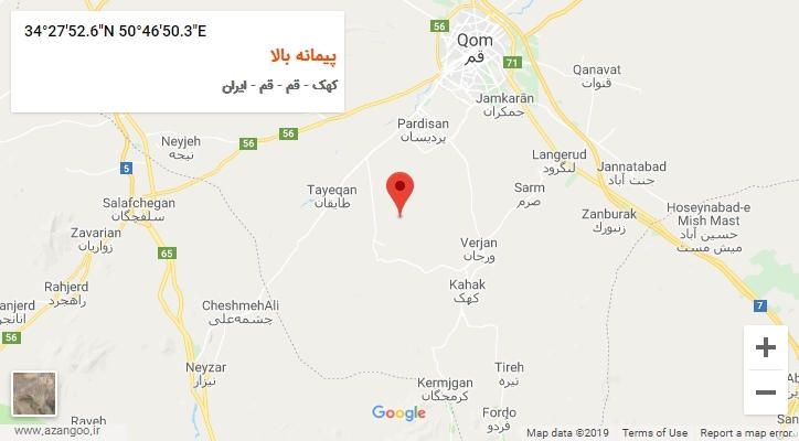 روستای پیمانه بالا بر روی نقشه