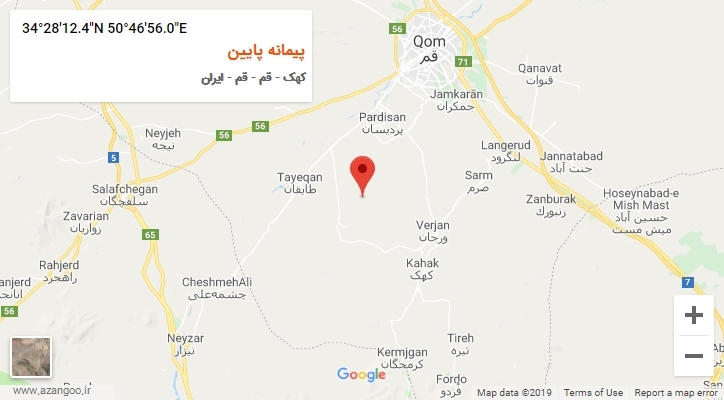 روستای پیمانه پایین بر روی نقشه