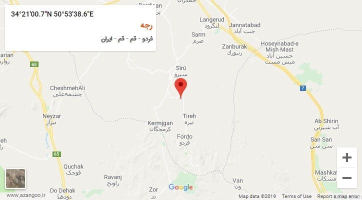 روستای رجه بر روی نقشه