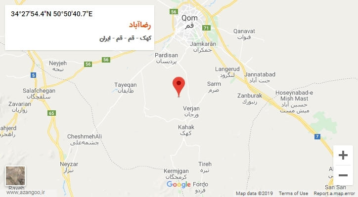 روستای رضاآباد بر روی نقشه