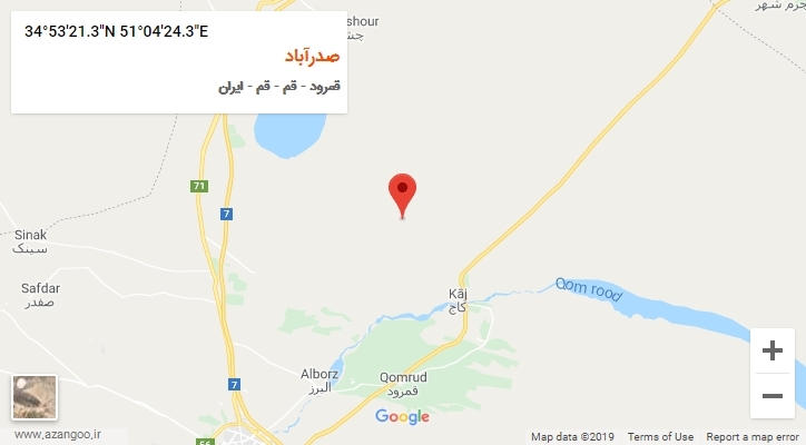 روستای صدرآباد بر روی نقشه