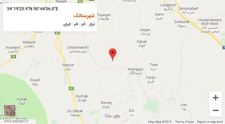 روستای شهرستانک بر روی نقشه
