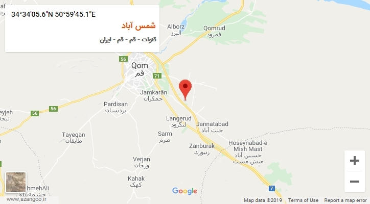 روستای شمس آباد بر روی نقشه