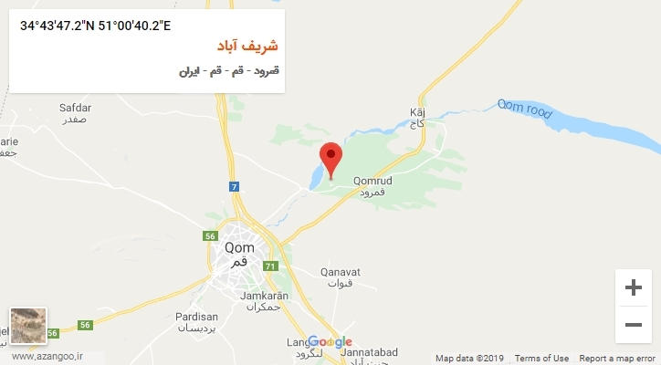 روستای شریف آباد بر روی نقشه