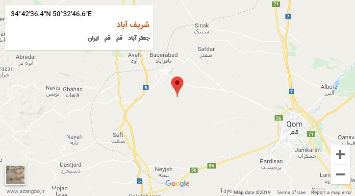 روستای شریف آباد بر روی نقشه