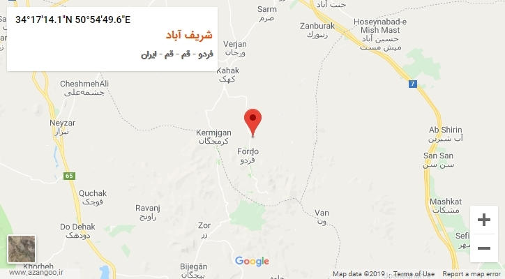 روستای شریف آباد بر روی نقشه