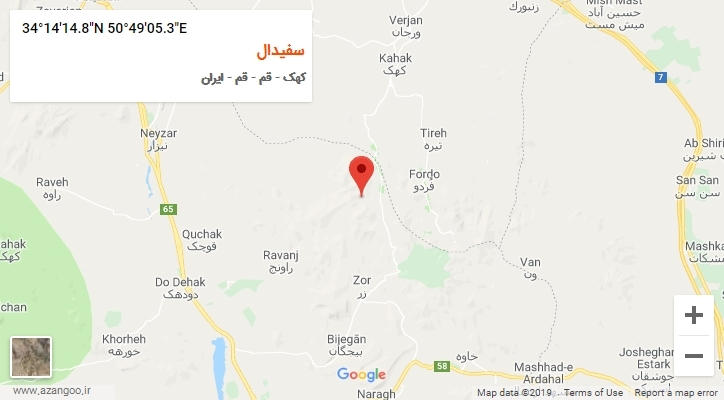 روستای سفیدال بر روی نقشه