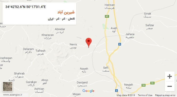 روستای شیرین آباد بر روی نقشه