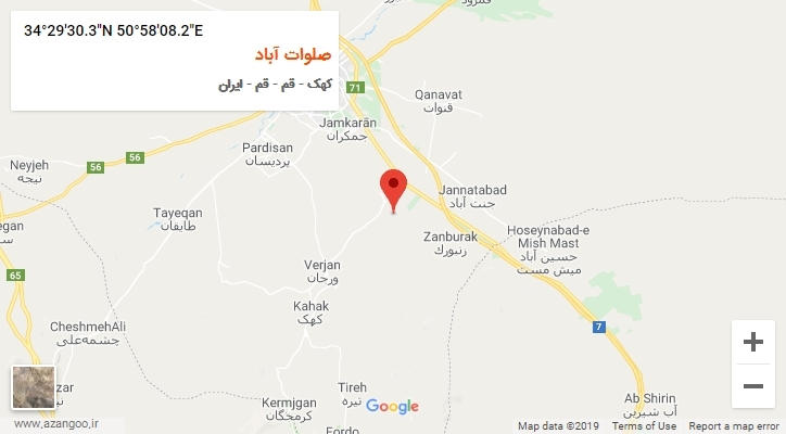 روستای صلوات آباد بر روی نقشه