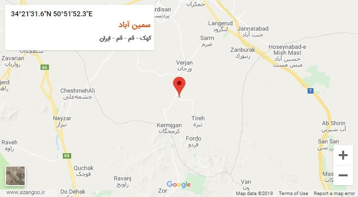 روستای سمین آباد بر روی نقشه