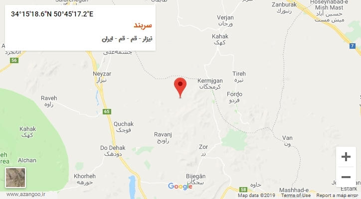 روستای سربند بر روی نقشه