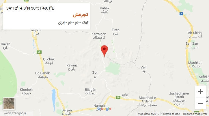 روستای تجرغش بر روی نقشه