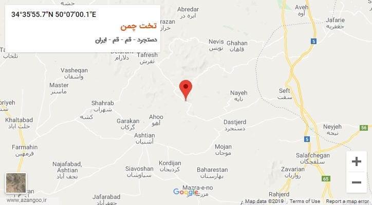 روستای تخت چمن بر روی نقشه