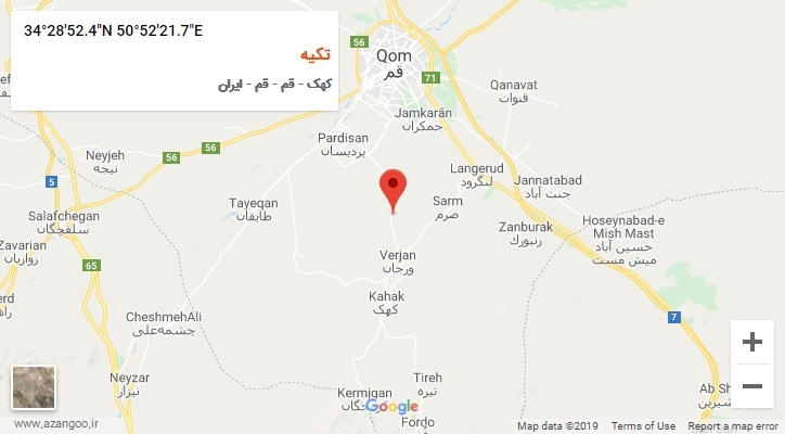 روستای تکیه بر روی نقشه