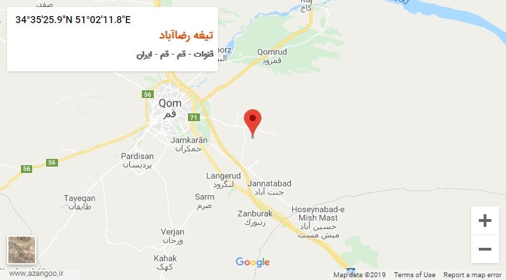 روستای تیغه رضاآباد بر روی نقشه