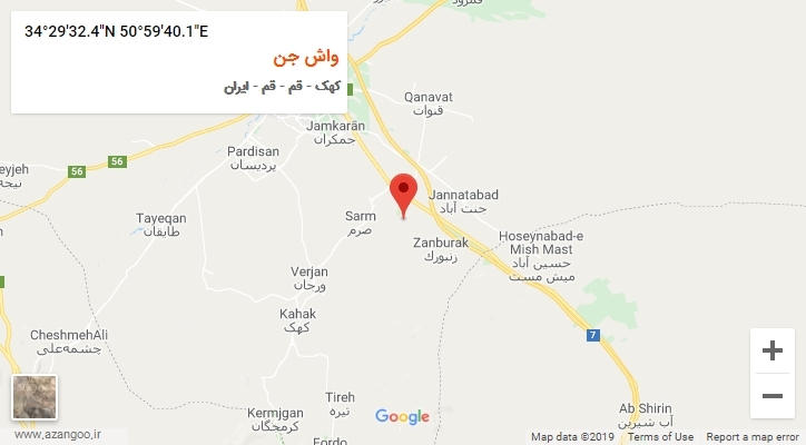 روستای واش جن بر روی نقشه
