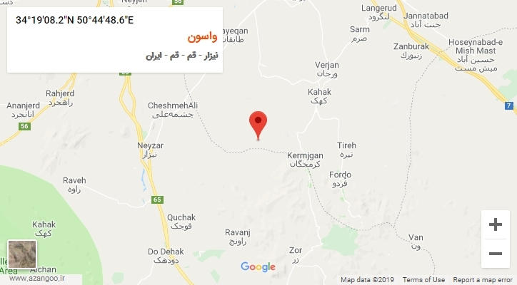 روستای واسون بر روی نقشه