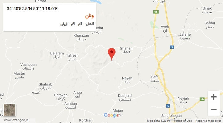 روستای ونان بر روی نقشه