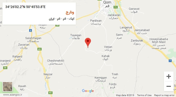 روستای ونارج بر روی نقشه