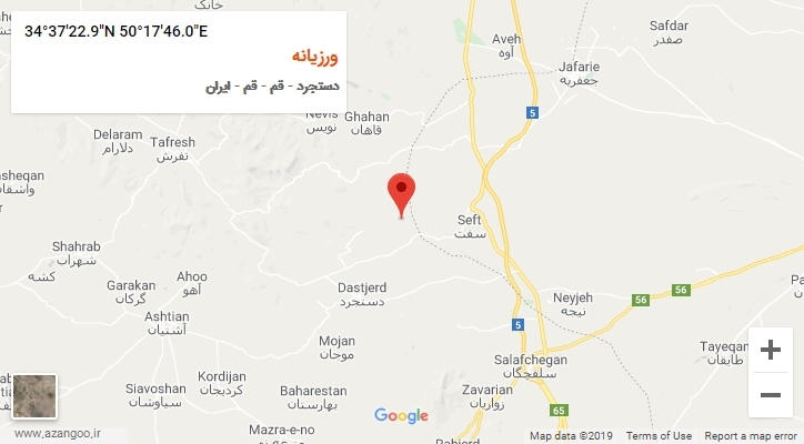 روستای ورزیانه بر روی نقشه