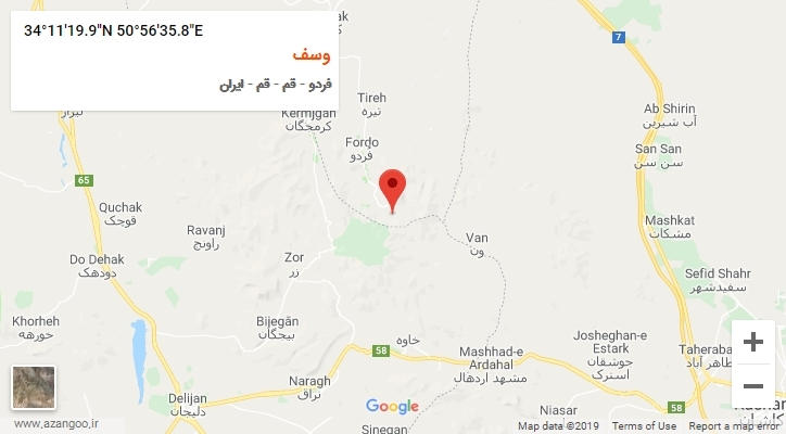 روستای وسف بر روی نقشه