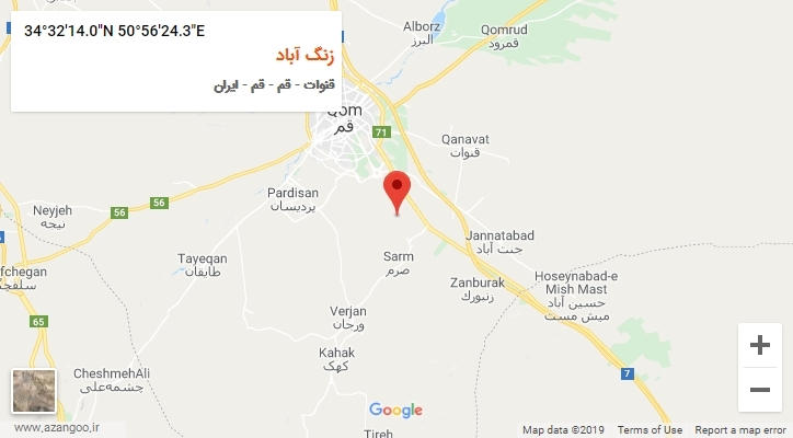 روستای زنگ آباد بر روی نقشه
