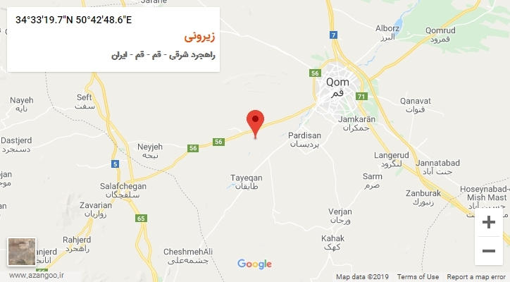 روستای زیرونی بر روی نقشه