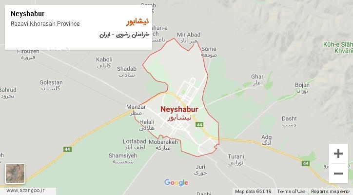 شهرستان نیشابور بر روی نقشه