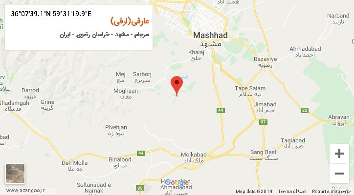 روستای عارفی(ارفی) بر روی نقشه