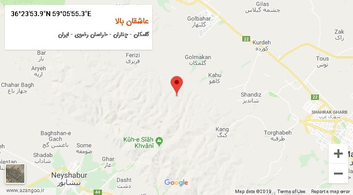 روستای عاشقان بالا بر روی نقشه