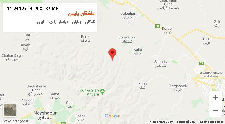 روستای عاشقان پایین بر روی نقشه