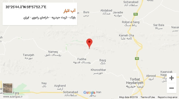 روستای آب انبار بر روی نقشه