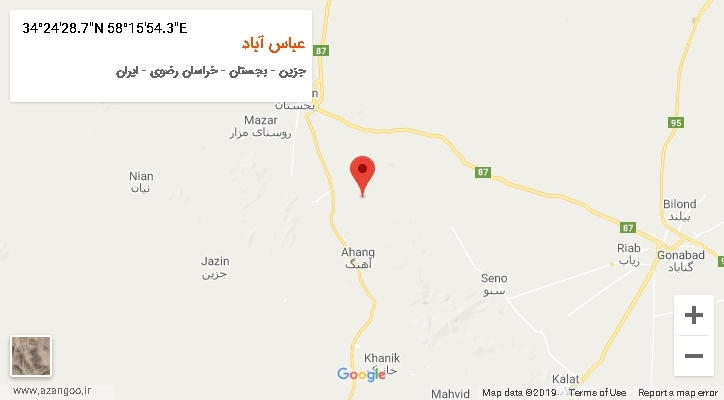 روستای عباس آباد بر روی نقشه