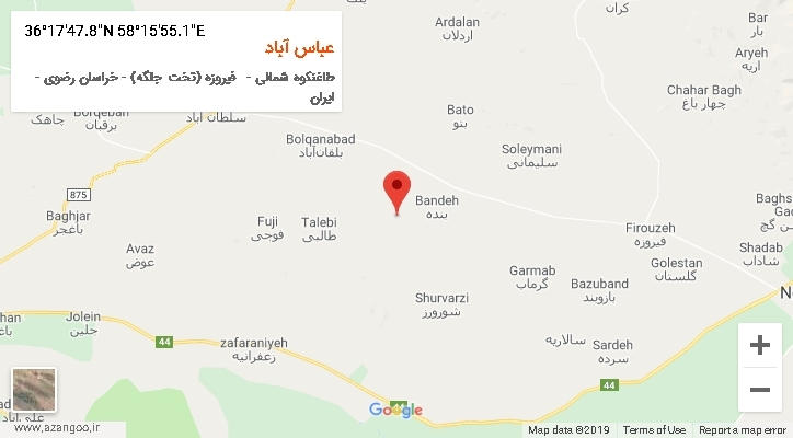 روستای عباس آباد بر روی نقشه