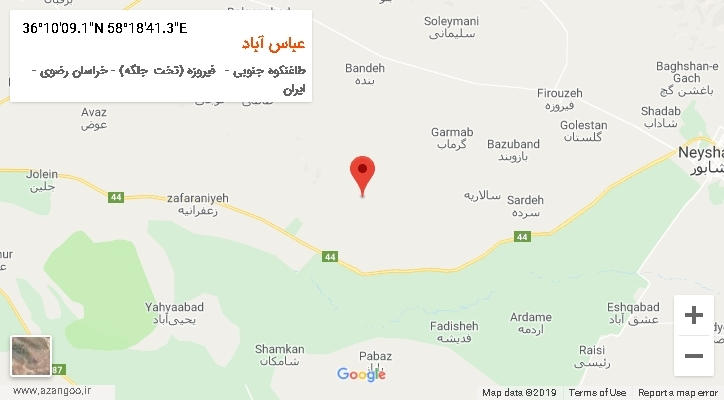 روستای عباس آباد بر روی نقشه
