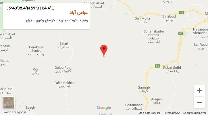 روستای عباس آباد بر روی نقشه