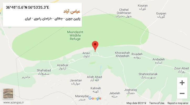 روستای عباس آباد بر روی نقشه